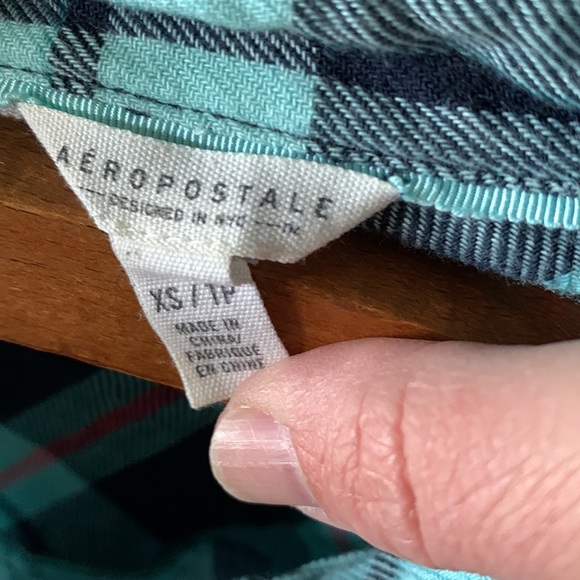 Aeropostale sz XS plaid button down shirt euc - Picture 3 of 4